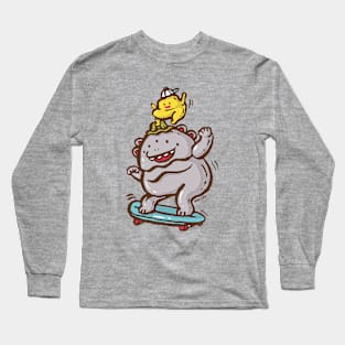 Monsters with Surf skate Long Sleeve T-Shirt